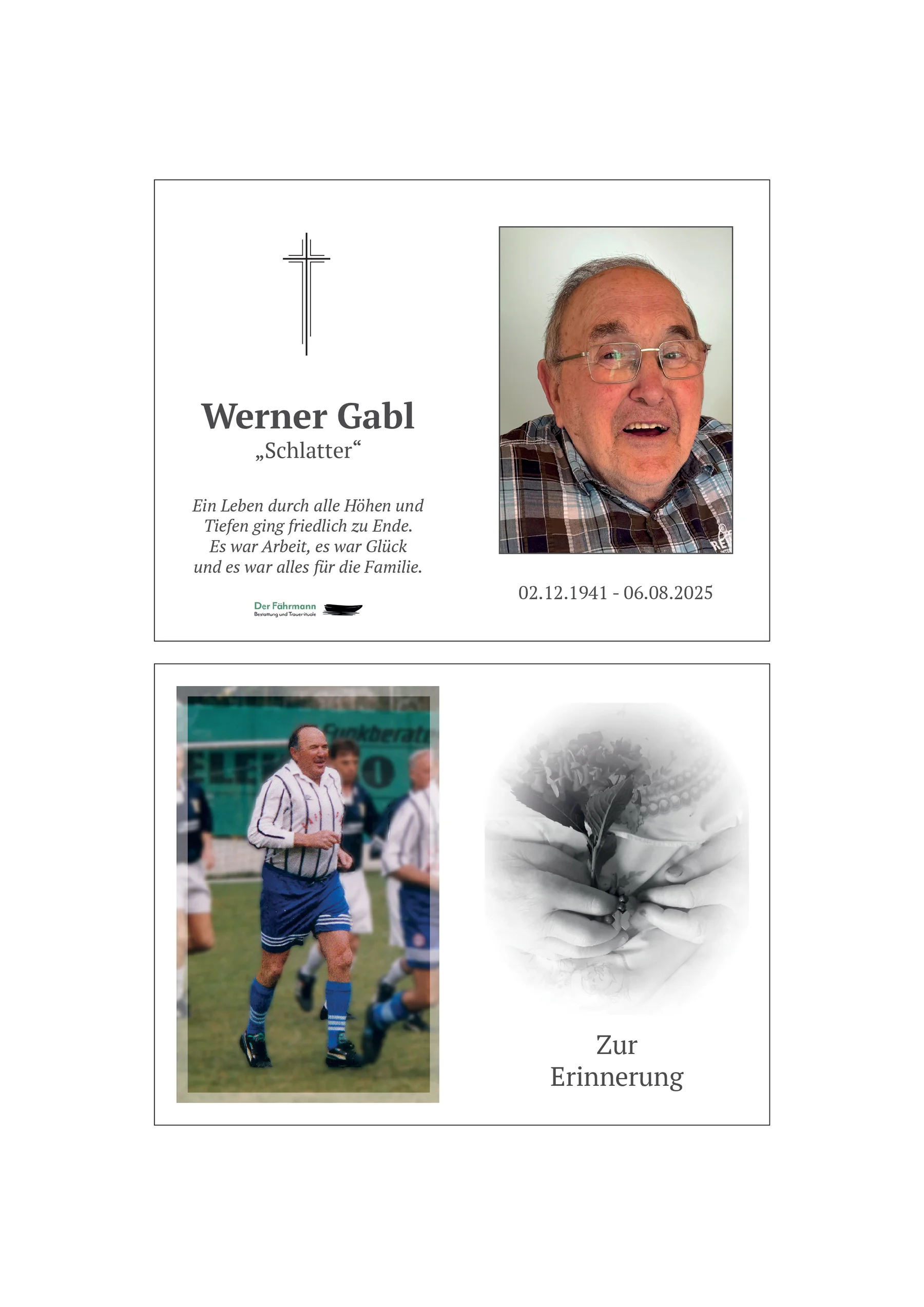 Sterbebild Gabl Werner