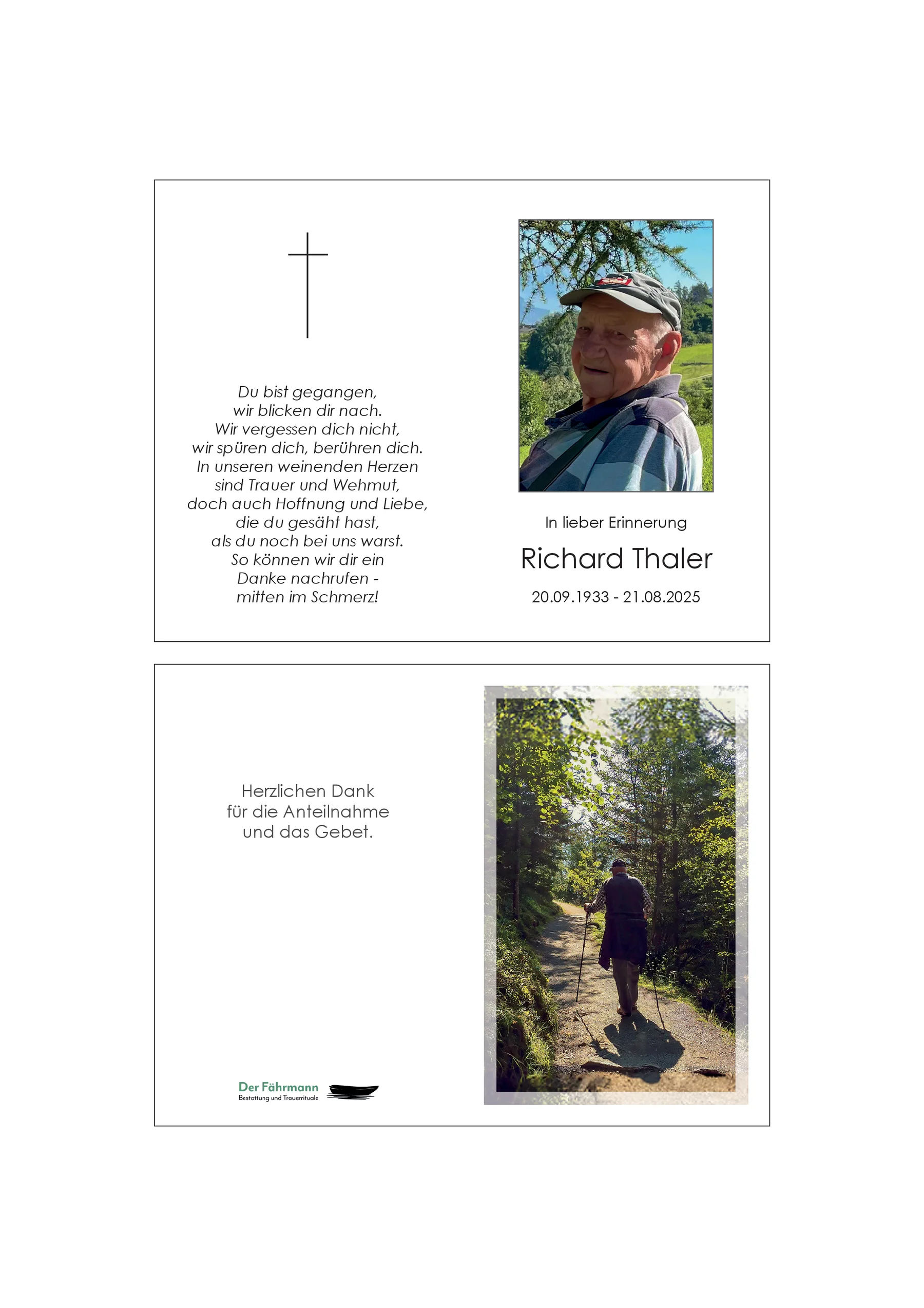 Sterbebild Richard Thaler