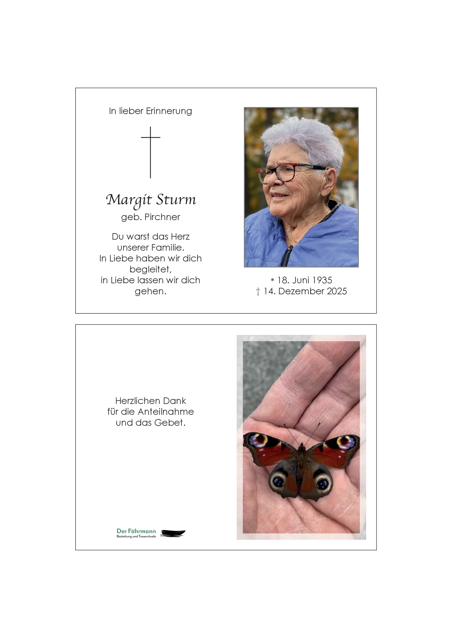 Sterbebild Margit Sturm