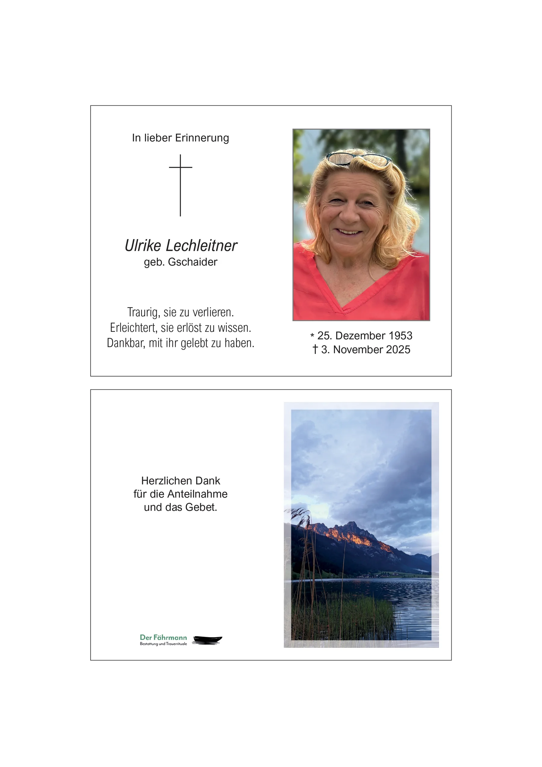 Sterbebild Ulrike Lechleitner