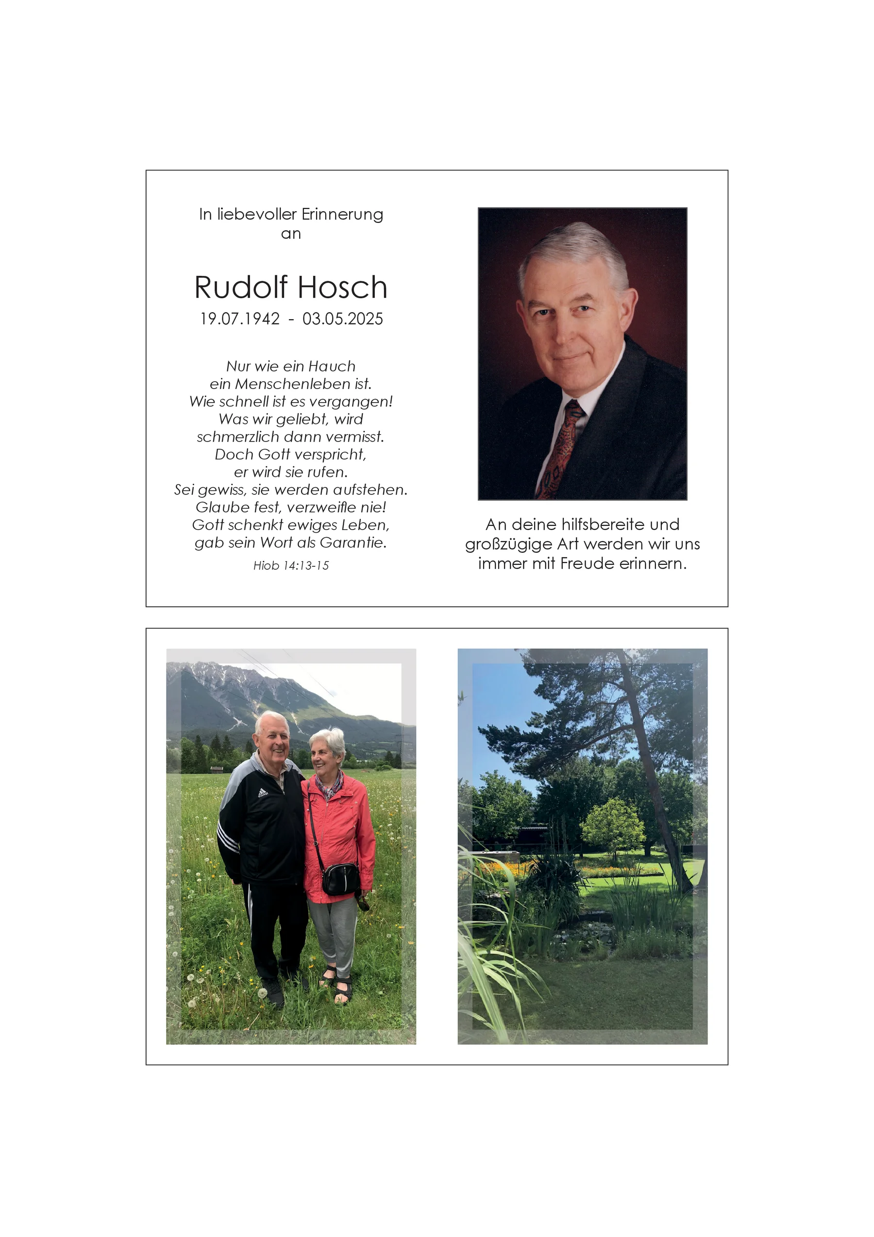 Sterbebild Rudolf Hosch