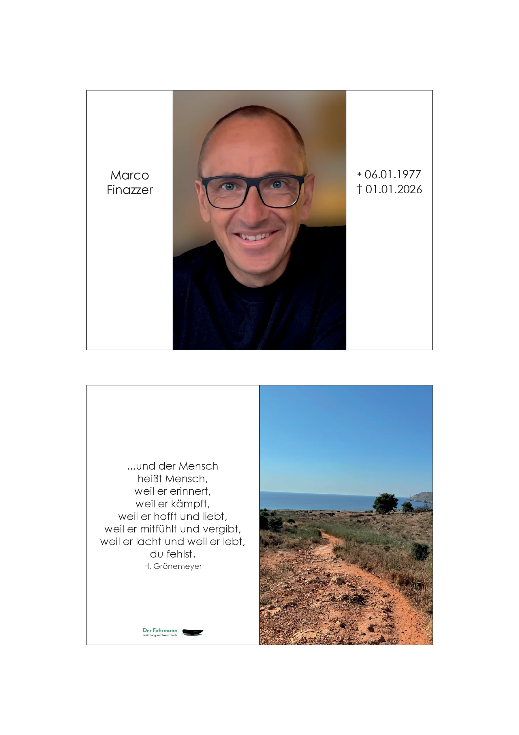 Sterbebild Marco Finazzer