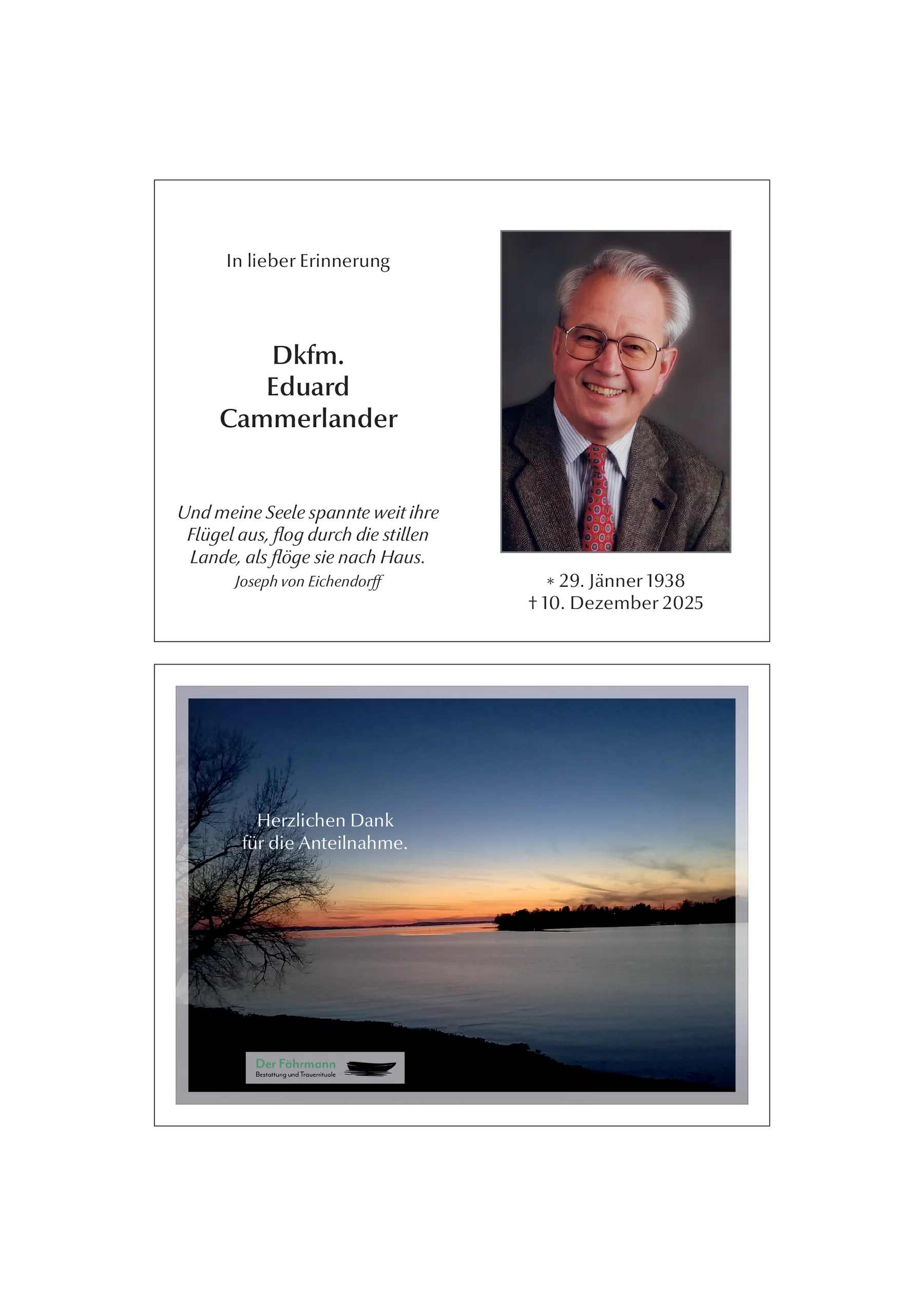 Sterbebild Eduard Cammerlander