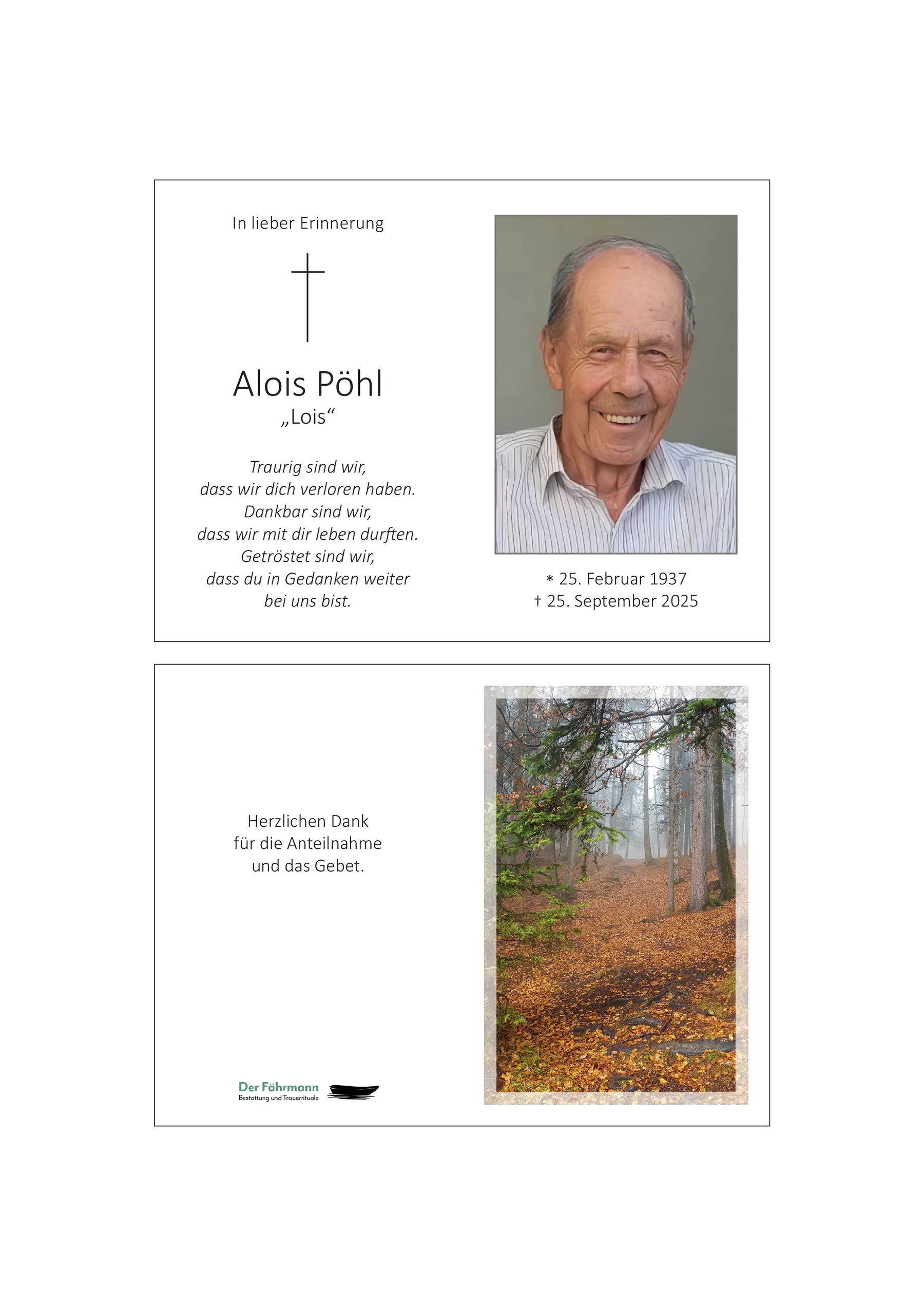 Sterbebild Alois Pöhl