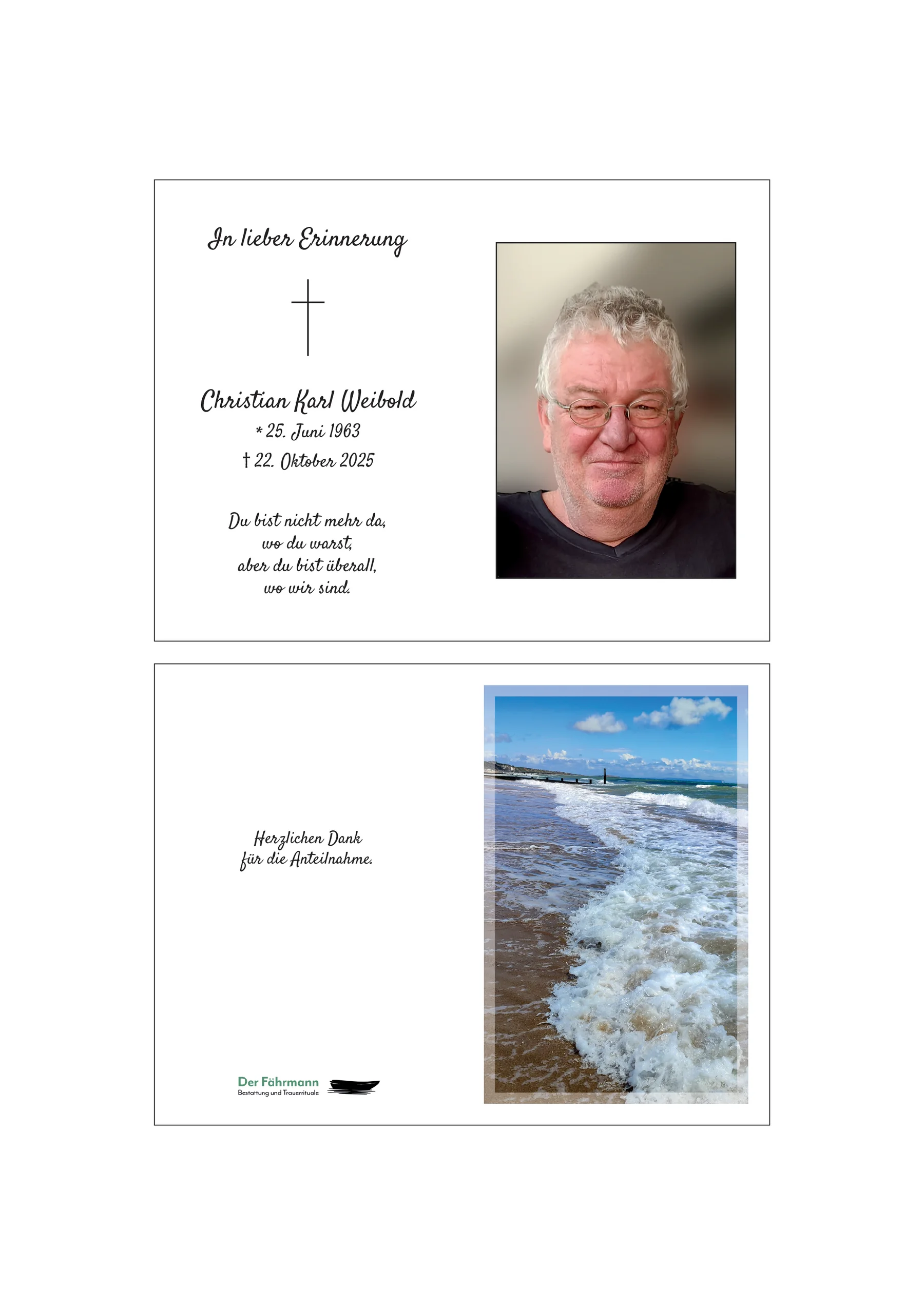 Sterbebild Christian Weibold