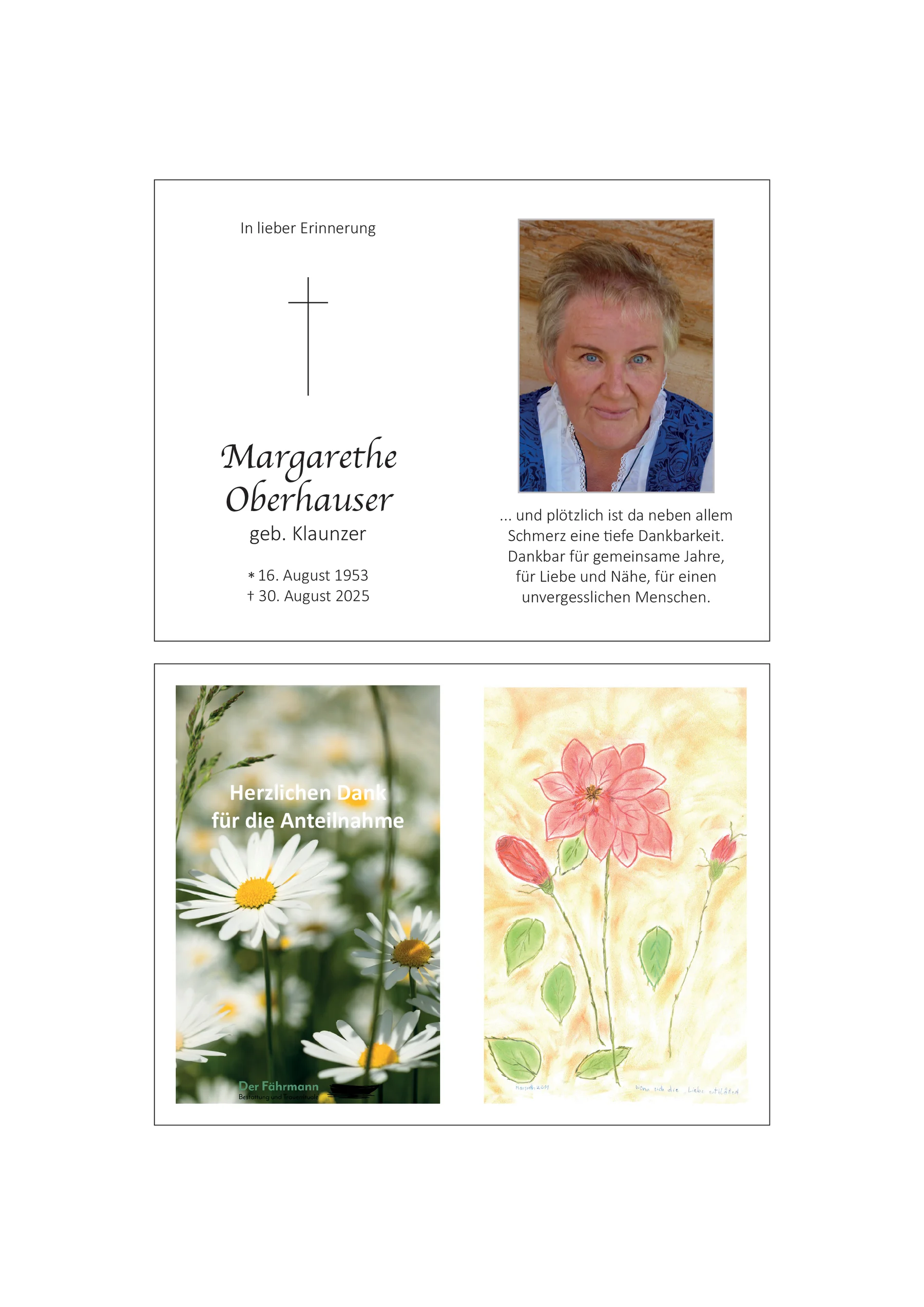 Sterbebild Margarethe Oberhauser