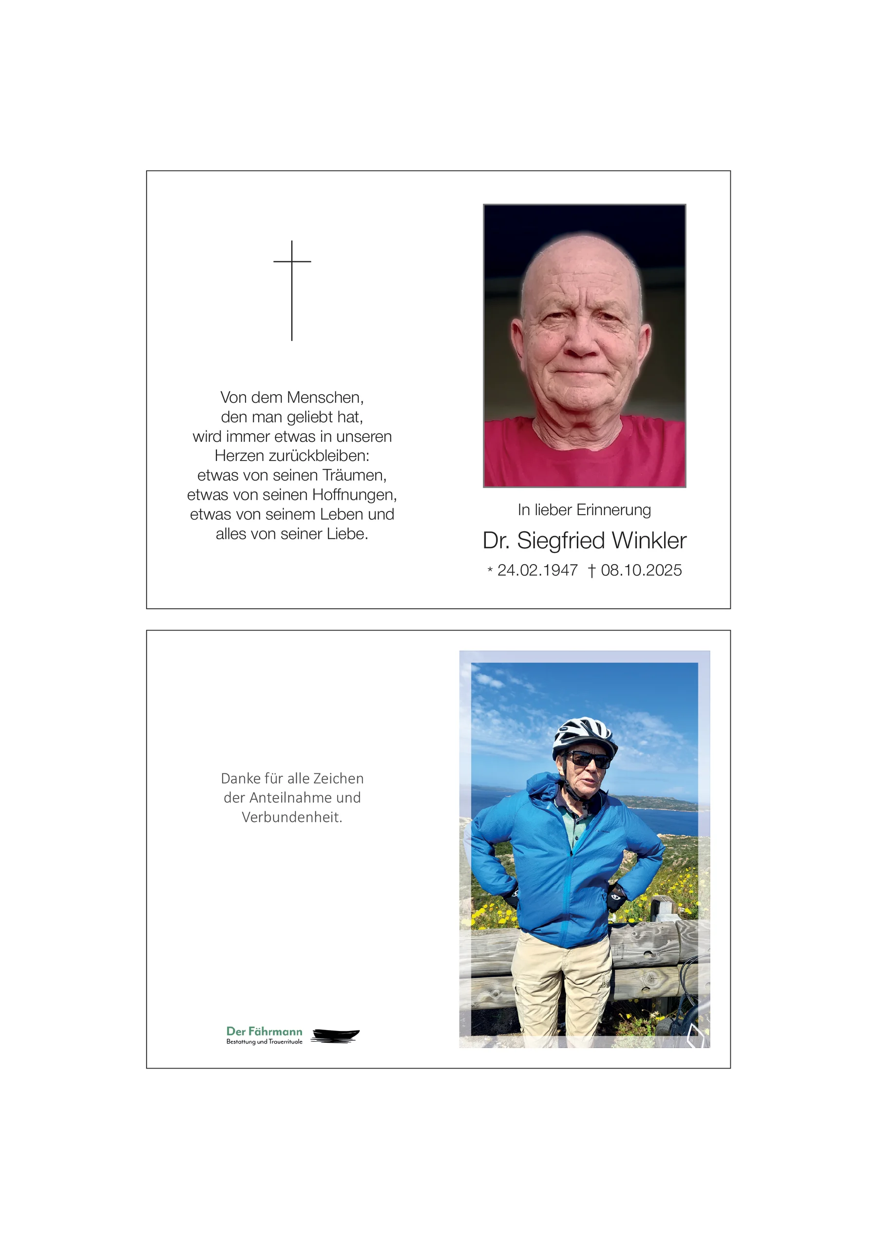 Sterbebild Siegfried Winkler