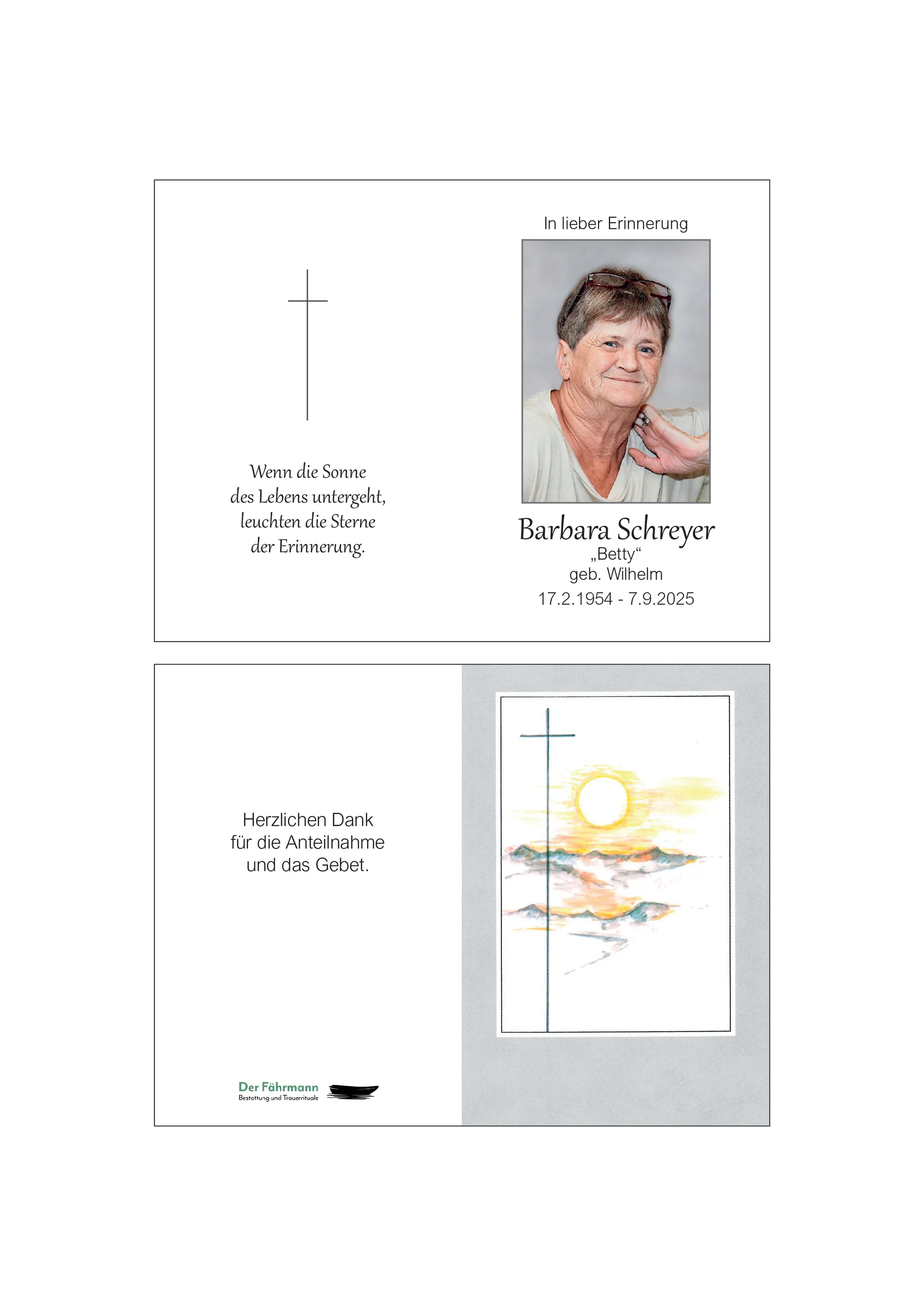 Sterbebild Barbara Schreyer