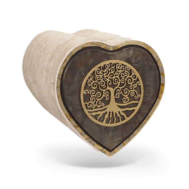 Naturstoffurne Herz und Lebensbaum