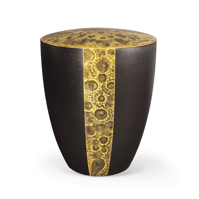 Naturstoffurne schwarz-gelb