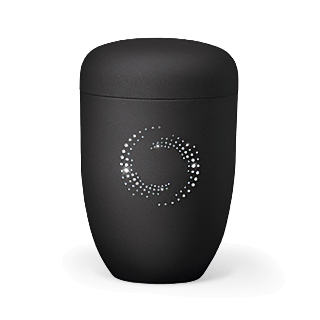 Stahlurne anthrazit mit Kristallen