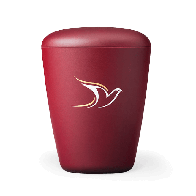 Naturstoffurne weinrot mit Taube