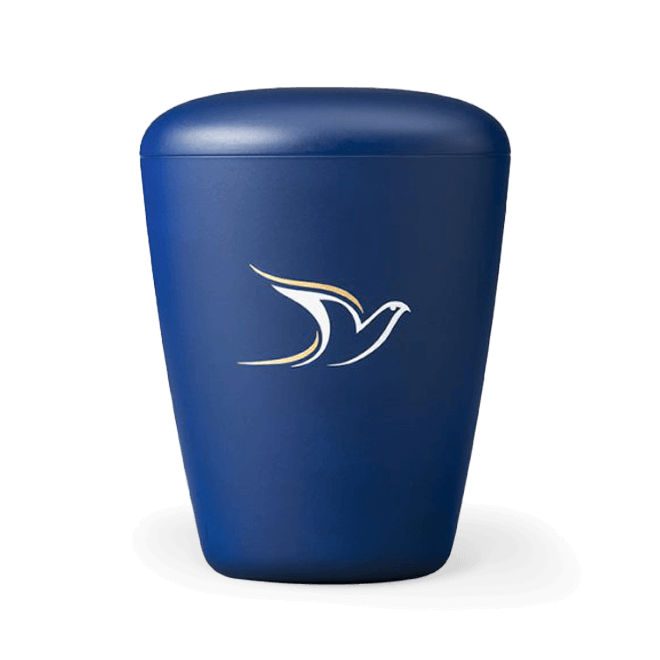 Naturstoffurne rubinblau mit Taube