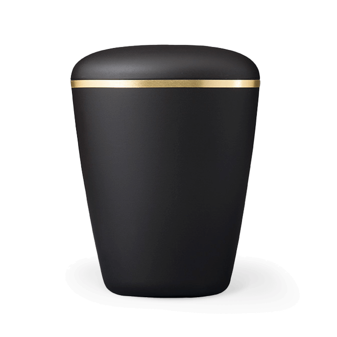 Naturstoffurne schwarz mit Goldband
