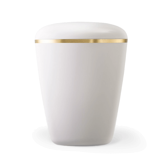 Naturstoffurne cremeweiß mit Goldband