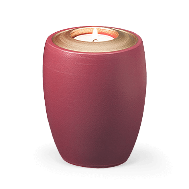 Gedenkurne rot mit Goldrand-Keramik