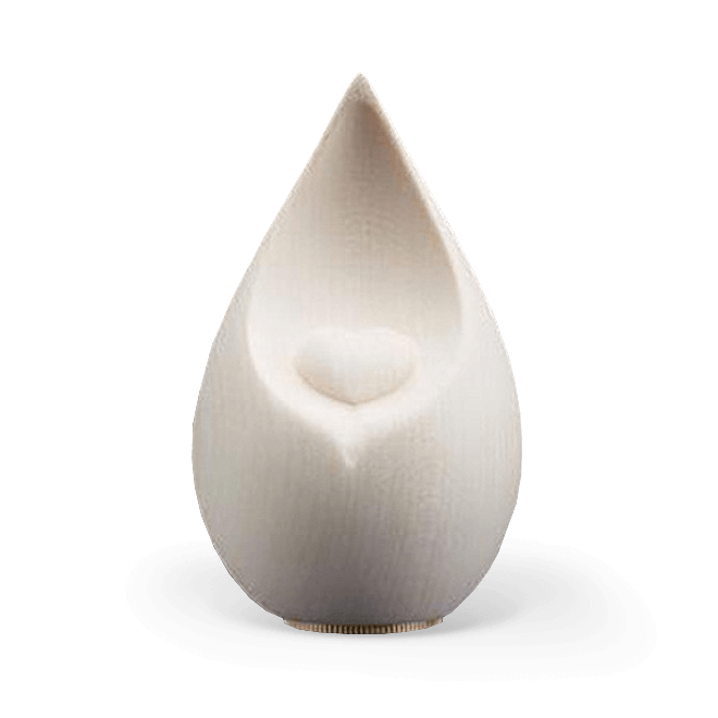 Gedenkurne Holz, Träne mit Herz