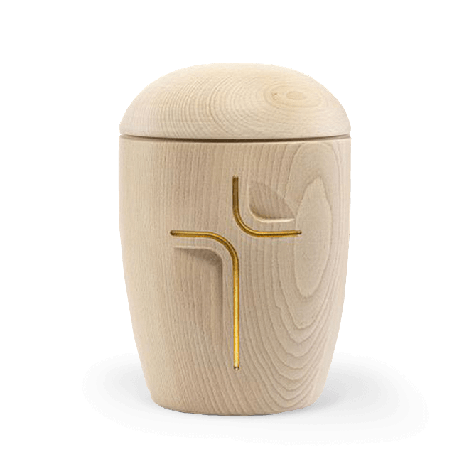 Holzurne mit Kreuz Zirbe