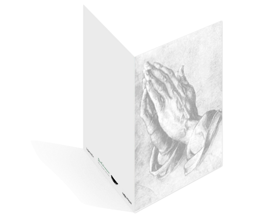 Sterbebildvorlage mit gefalteten Händen.