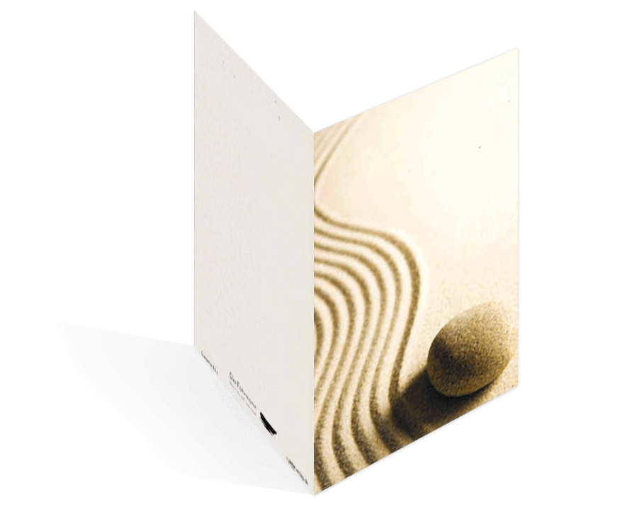 Sterbebildvorlage mit einem Zengarten.