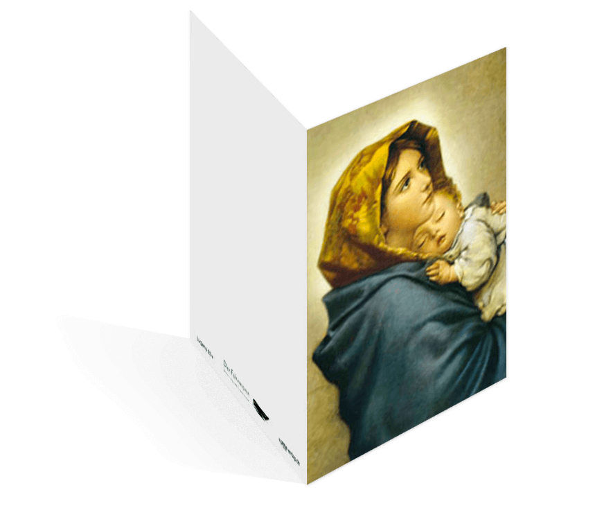 Sterbebildvorlage mit Maria und Kind.