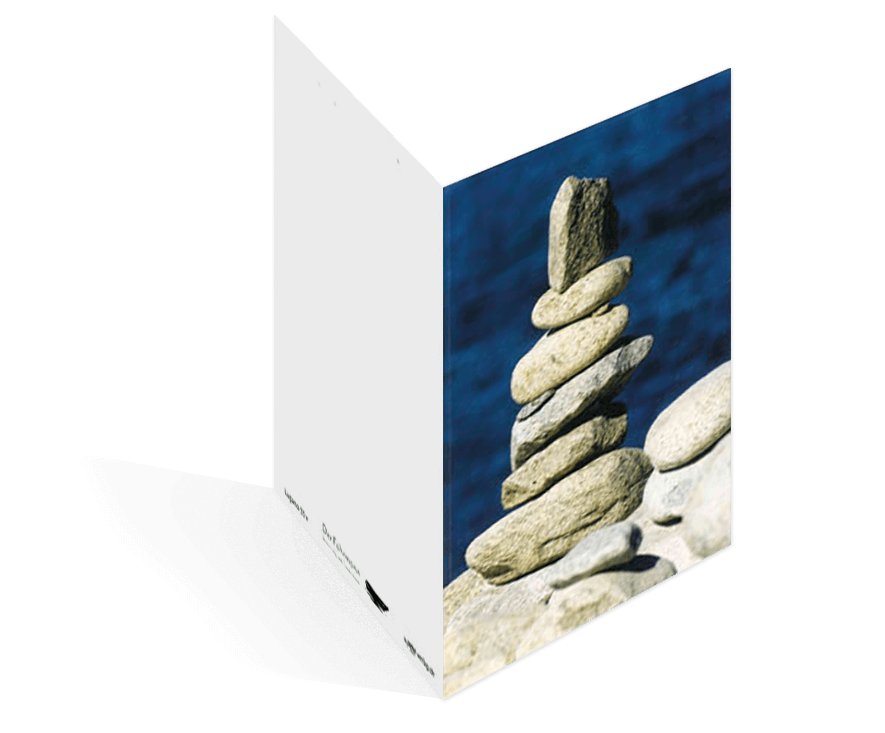 Sterbebildvorlage mit einem Steinmännchen.