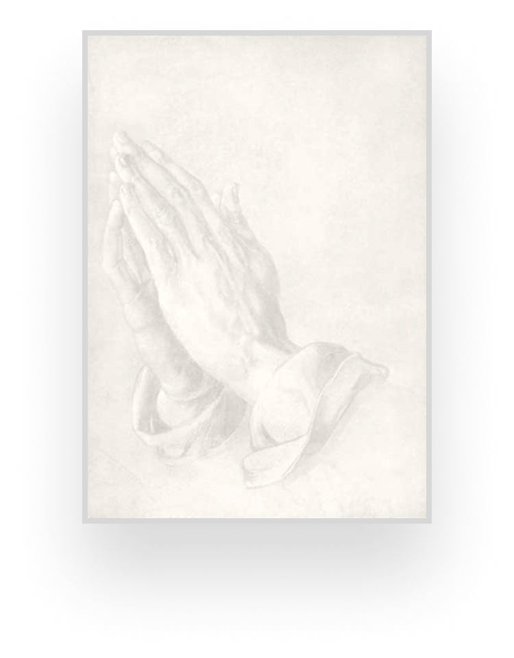 Partenvorlage mit betenden Händen.